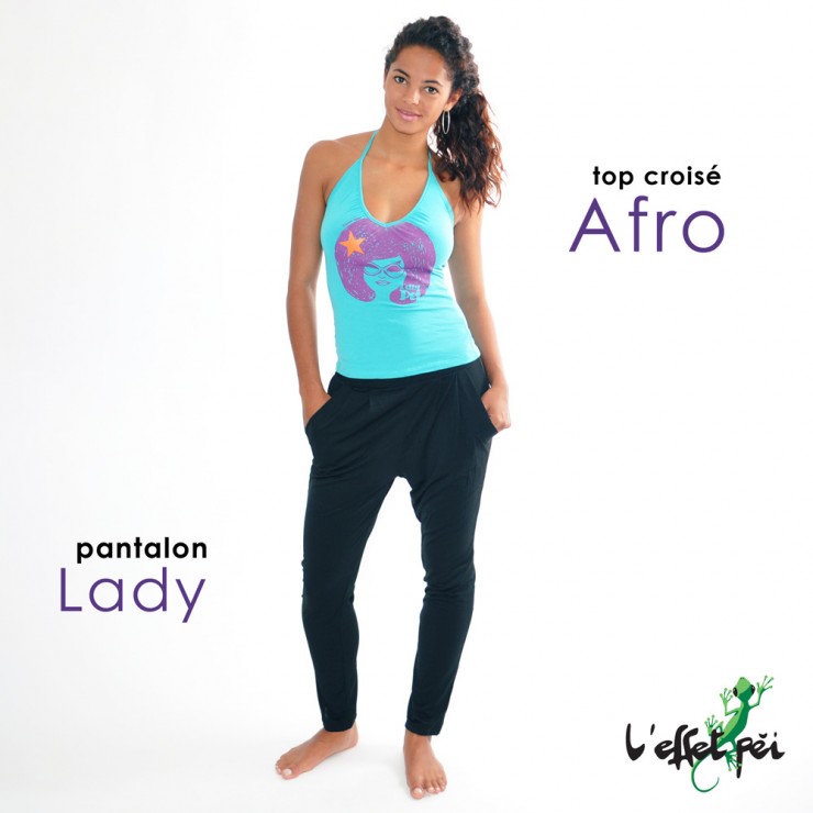 Top croisé Afro & Pantalon Lady - L'effet Péi Réunion