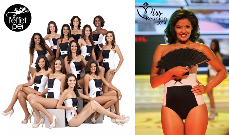 Les candidates à Miss Réunion, ansi qu'Ingreed Mercredi Miss Réunion 2014 en maillot de bain L'effet Péi