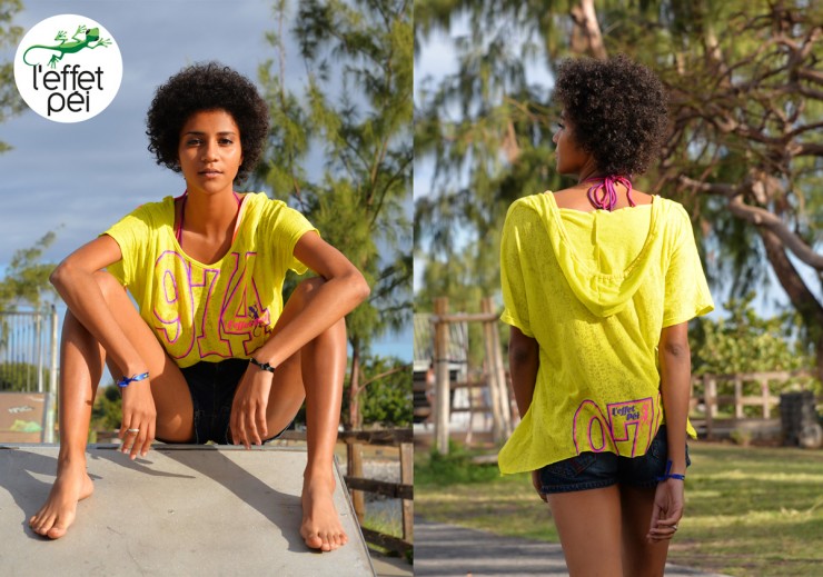 T-shirt femme Capuche Hip 974 - Saint-Leu île de la Réunion